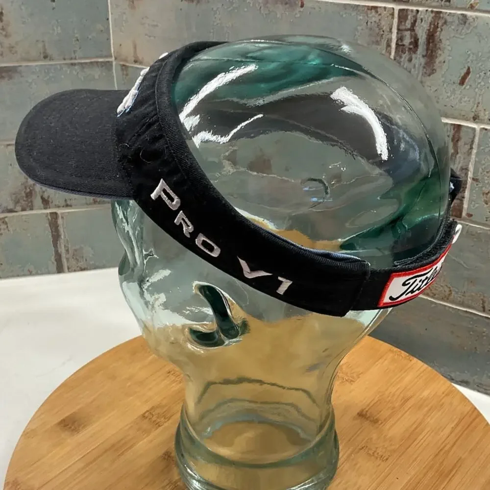 Titleist Pro V1 Visor Puff Embroidery Black Denim Blue